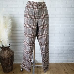 POL Plaid Staright Leg Trouser Pant Size Small Brown and Cream